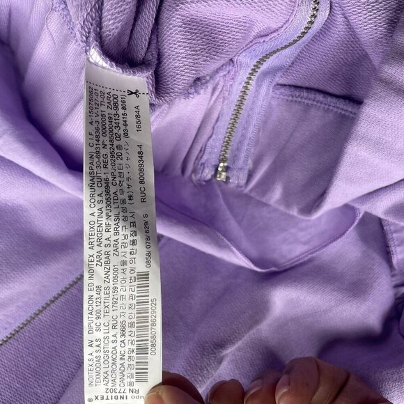 Zara Women's Spring Summer Lavender Ruffle Zip Up Long Balloon Sleeve Hoodie S - Picture 12 of 12